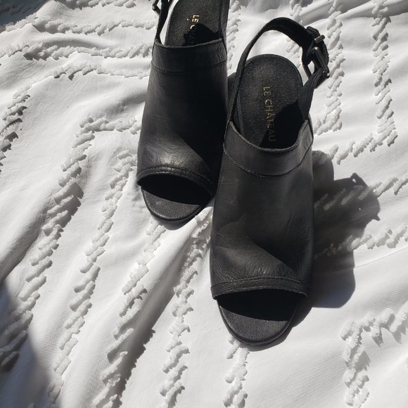 Le Chateau Genuine Leather Slingbacks Size 8 - Picture 3 of 4